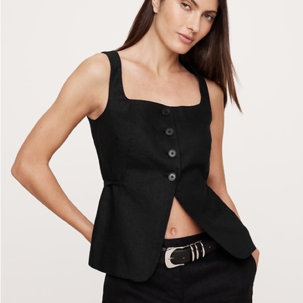 Banana Republic LINEN SQUARE-NECK LONG VEST